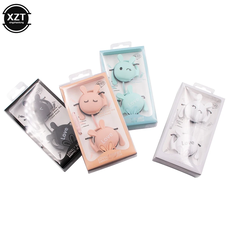 3,5 мм милые Мультяшные стерео наушники с кроликом, наушники с Ушными крючками, Спортивная гарнитура для девочек, подарок для мобильного телефона Xiaomi, Mp3