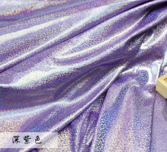

Fluorescent Fabric Laser Stretch Knit Colorful Shiny Fabric Stage Wedding Decor Tissue For Sewing fabric for dolls 150cm*50cm