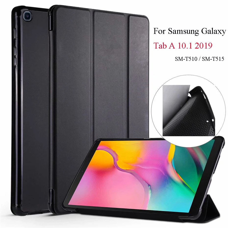 

For Samsung Galaxy Tab A 10.1 '' 2019 Case Slim PU Leather Soft TPU Stand Cover For Samsung Tab A SM-T510 T515 Funda Capa