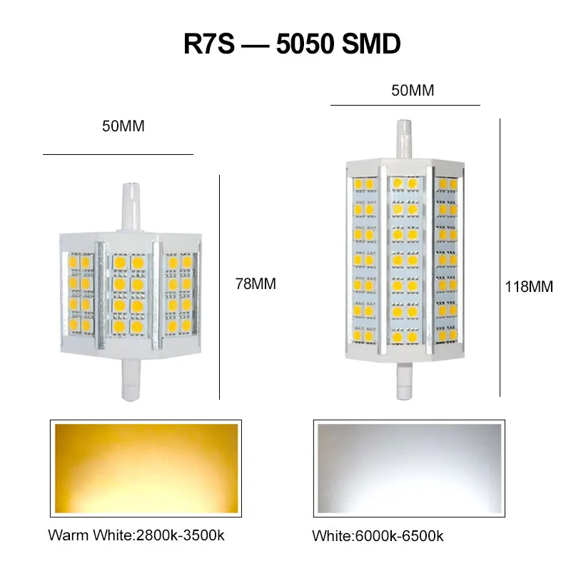 Светодиодная лампа Foxanon R7s 78 мм 118 светодиодная SMD 4014 5050 2835 точесветильник