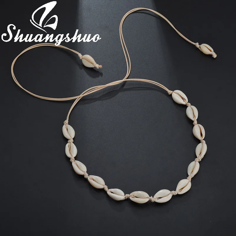 

Shuangshuo Fashion Sea Shells Pendant Necklace Women Natural Shell Natural Cowrie Choker Necklaces Collares Female Beach Jewelry