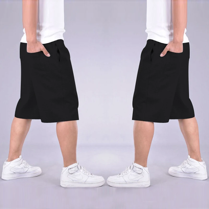 Big Size Shorts Men Solid Baggy Loose 