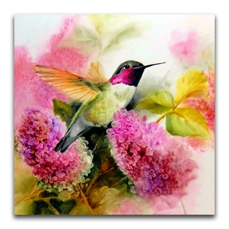 DIY 3D Diamond mosaic Hummingbird&flowers Full Round Diamond embroidery Cross stitch bird Full Square Diamond painting animal