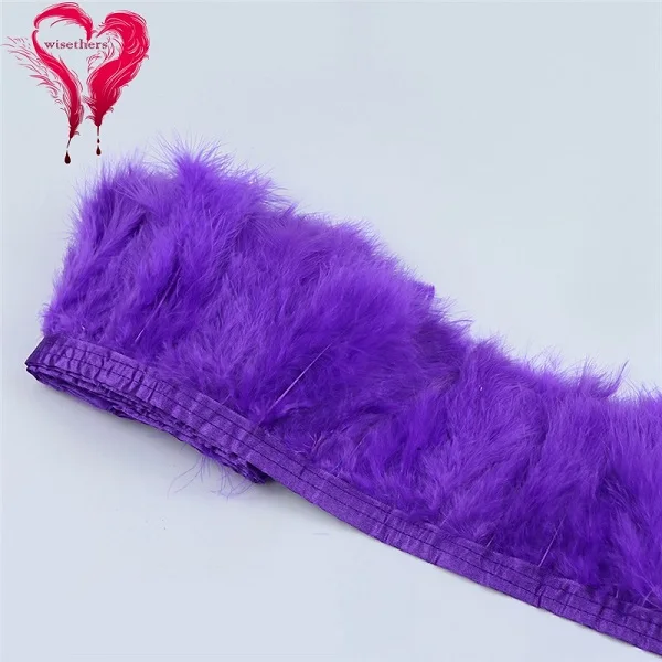 2 Meters/Lot 10-15 CM Dyed Colored Downy Turkey Marabou Feather Fringe Trimming Satin Ribbon Trim Garment Decoration 22 Colors - Цвет: Purple