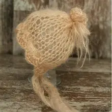 Ручной работы, мохеровый капор ручной вязки с цветком, подарок для новорожденного, реквизит для фотосъемки