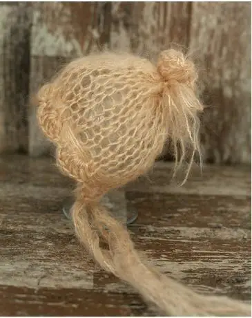 

Handcraft Baby hand Knit Mohair Bonnet With Flower on Baby Shower Gift Newborn photography props