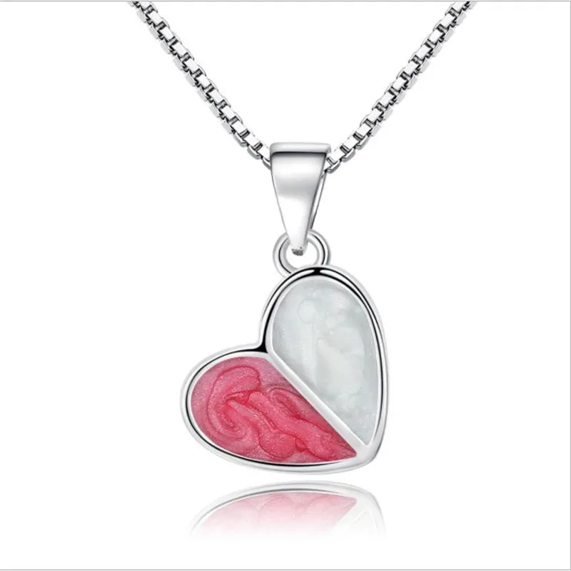 

TJP Latest Female Fashion Heart Pendants Necklace Jewelry Top Quality 925 Sterling Silver Choker Necklace For Women Bijou WHE214