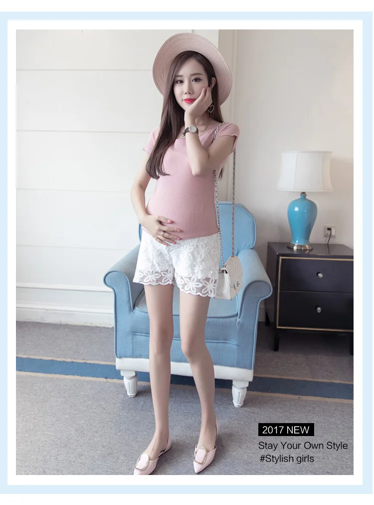 Летние шорты кружевные штаны беременная женщина одежда эластичный пояс Леди Костюмы Беременность хлопок для беременных одежды плюс Размеры