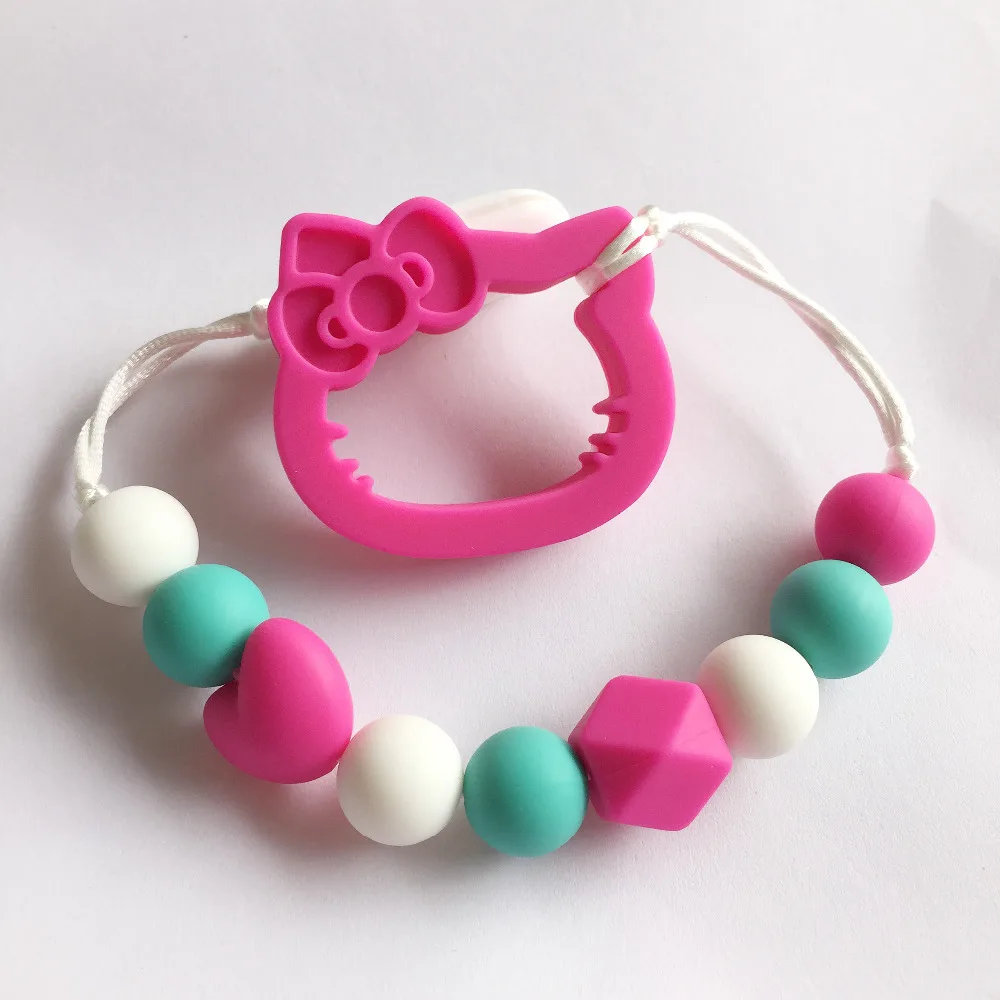 

Hello Kitty teether of Silicone Teething Pacifier Clip - silicone Kitty Clip - Teether Chew Toy - baby teething pendant