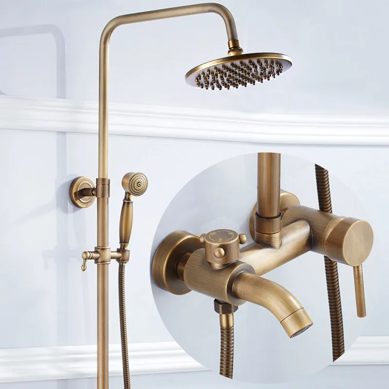 

Europe type restoring ancient ways three quick cold and hot mixer shower brass archaize lift shower faucet set