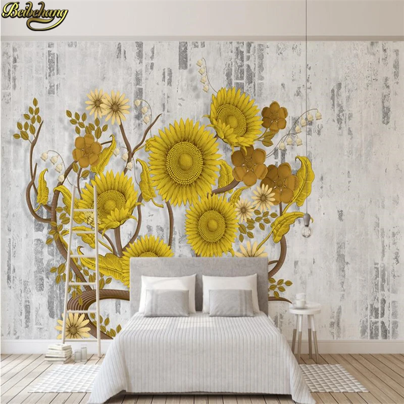 

beibehang papel de parede 3d Sunflower wallpaper for walls 3 d wall painting bedroom living room TV backdrop mural wall paper