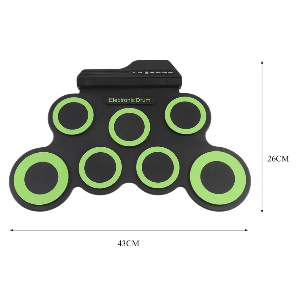 Электронный барабанный коврик с педалью барабана портативный цифровой USB барабанный коврик складной силиконовый музыкальный инструмент