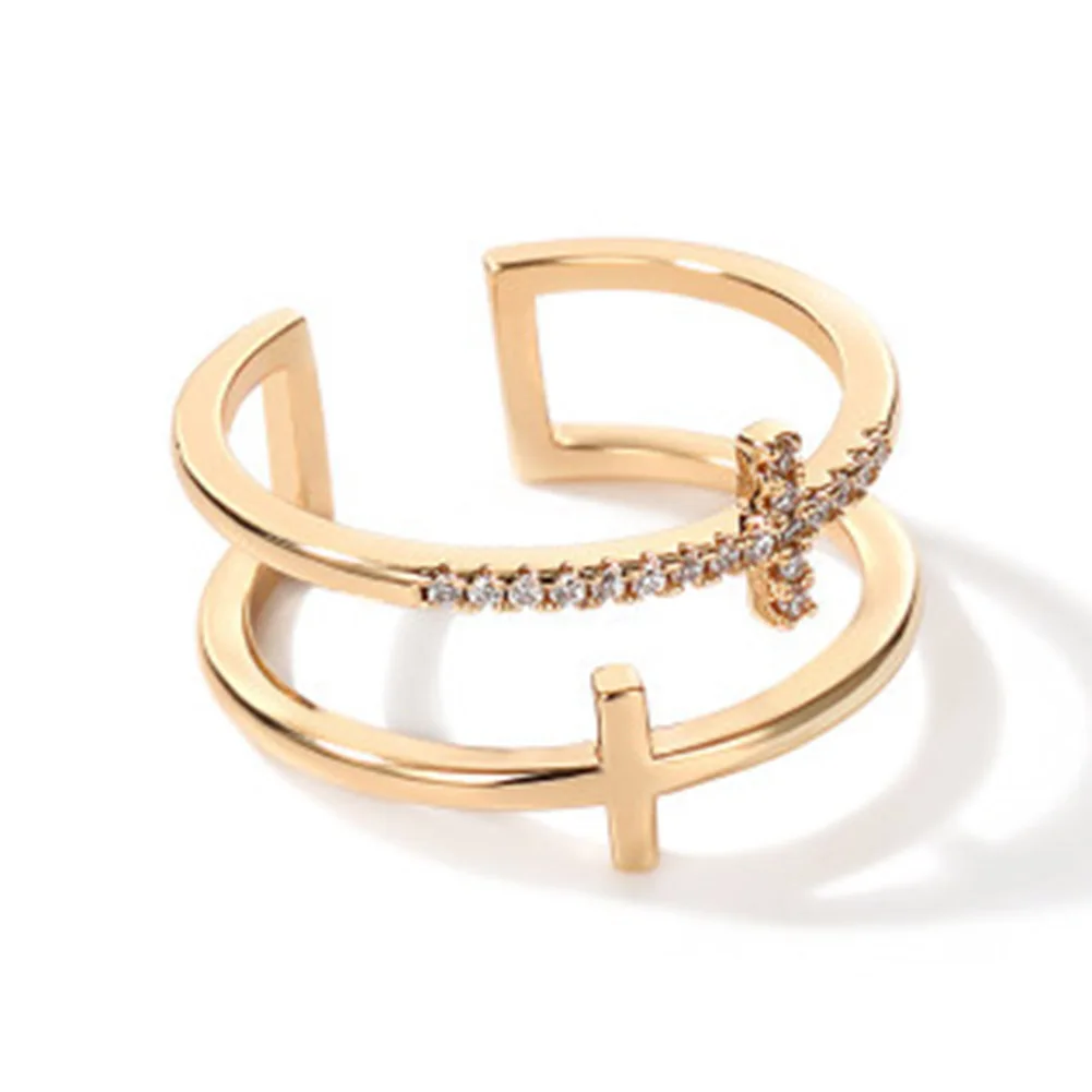 

Women Open Anel Double Cross Ring Brand Jewelry For Women