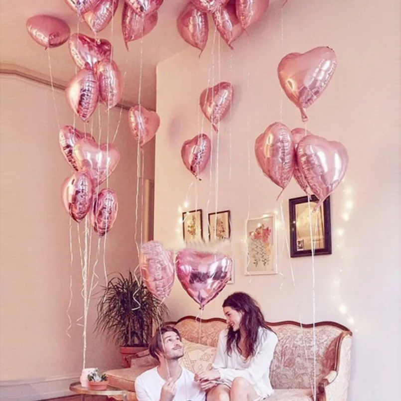 18 дюймов, 8 шт., воздушные шары с сердечками и сердечками, надувные воздушные шары из фольги, свадебные украшения на День святого Валентина, гелиевые шары i love you Globos - Цвет: Light Pink