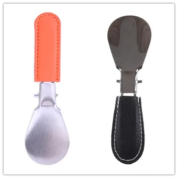 

Folding Shoehorn Foot Care Metal Durable With Stainless Steel Faux Leather Handle Portable Fashion Shoe Horns Foot Care Tool