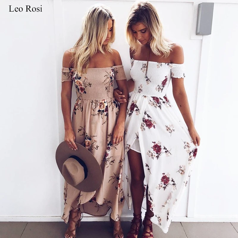 

Leo Rosi Bohemian women dress NEW 2019 summer sexy dresses holiday print short-sleeved dress beach dresses Party dresses