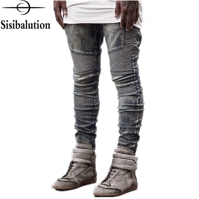 NEW styles biker Jeans rock Mens Hip Hop swag Jeans Washed