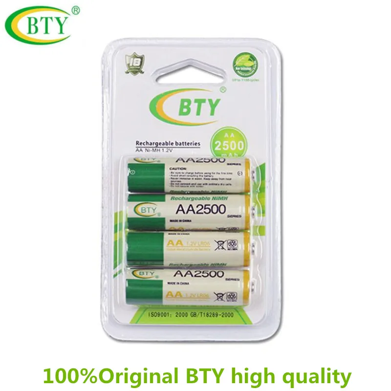

BTY High Quanlity 4*AA 2500 BTY 1.2 V AA Ni - MH Rechargeable free shipping Model: 2500 (600-800MAH )