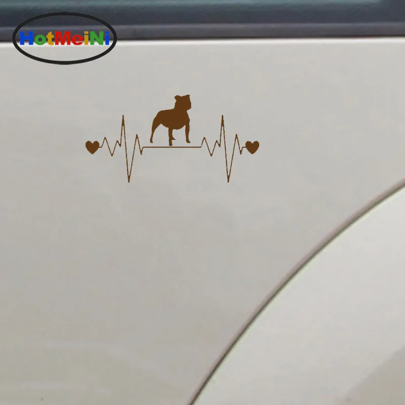 HotMeiNi Staffy Bull Dog Heartbeat Lifeline виниловые наклейки на машину наклейка для автомобиля