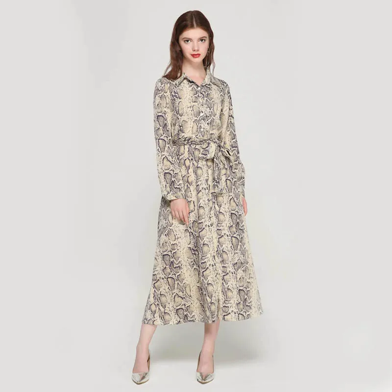 

ARMEDEO Lapel Leopard print Dress 2019 Woman Bow tied Sashes Front Slit Shirt Dresses New Femme Casual Vestido