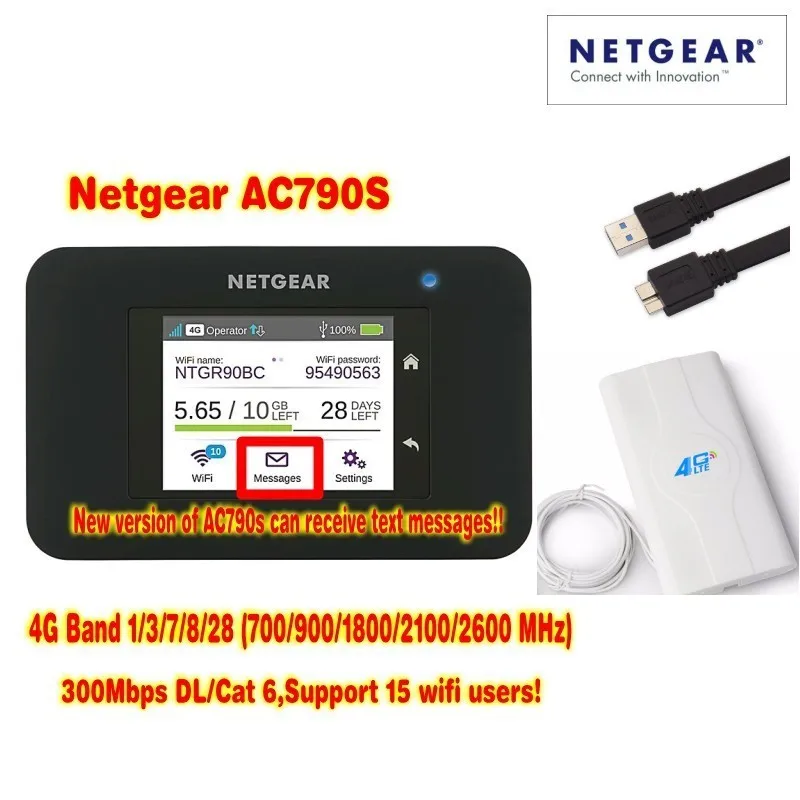 Лот из 10 шт. разблокирована AirCard AC790s 4 г мобильную точку доступа Sierra Wireless LTE CAT6 300 м портативный беспроводной маршрутизатор плюс 49dbi 4 г антенны
