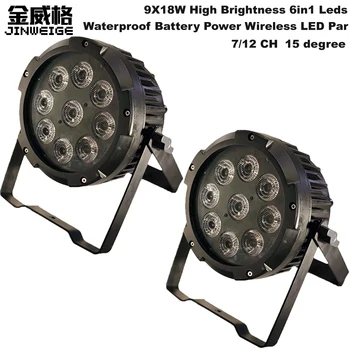 

Free Shipping 2pcs/Lot Waterproof Led Party 6in1 9X18W Led Battery Led Par Powered Wireless Uplights Event Lighting Rental