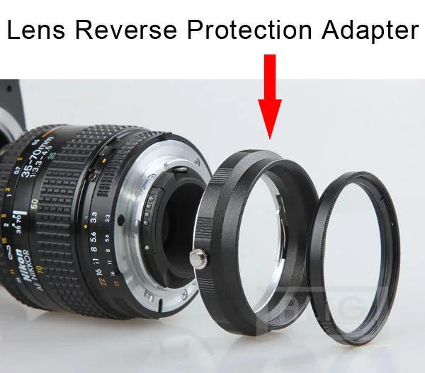 52mm Reverse Adapter & Rear Lens Mount Protection Ring with UV filter for Nikon
