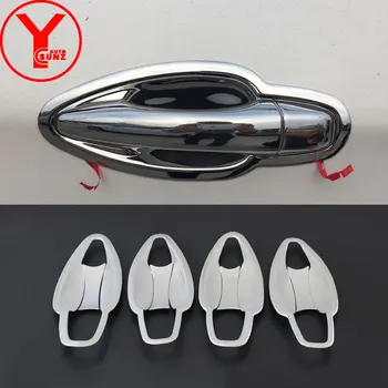 

chrome door handle insert For peugeot 2008 1.6T 2013 2014 2015 2016 2017 ABS Door Handle Bowl Cover car parts accessories YCSUNZ