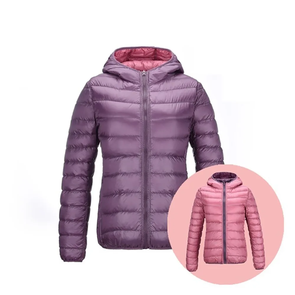 lower price  Down Jackets Women Warm Thin UltraLight 90% White Down Coats Women Feather Jackets Double Side Ligh