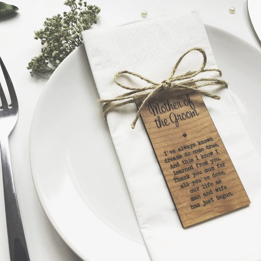  Mother of the Groom Rustic Wedding decorWedding gifts for guestsTable cards Napkin Rings Wooden Pla