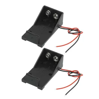 

Brand New 2 Pcs Black Plastic 9V Batteries Battery Case Holder w Wire Leads
