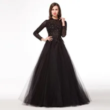 Черный с длинным рукавом мусульманские вечерние платья этаж длина длинные вечерние платья сложные вечерние платья