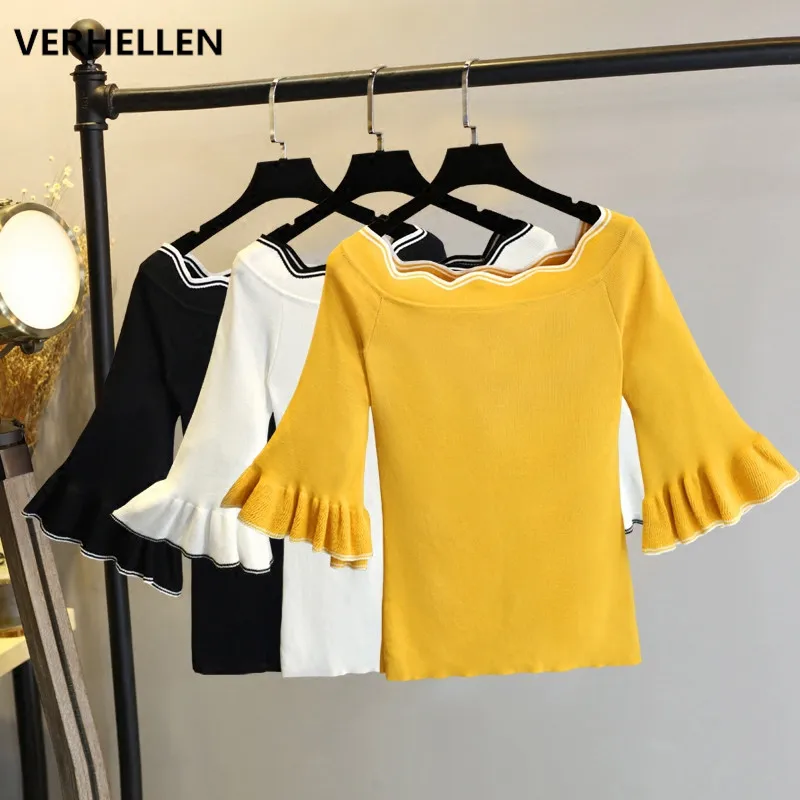 

VERHELLEN Womens Sweaters 2019 Spring and Summer Tops Sexy Sweater Women Thin Pullover Jumper Knitted Sweater Pull Femme