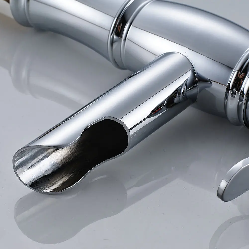 Chrome Finish Waterfall Spout Basin Faucet Single Handle Hole Bathroom Vanity Sink Faucet Basin Mixer Tap Chrome Finish Waterfall Spout Basin Faucet Single Handle Hole Bathroom Vanity Sink Faucet Basin Mixer Tap