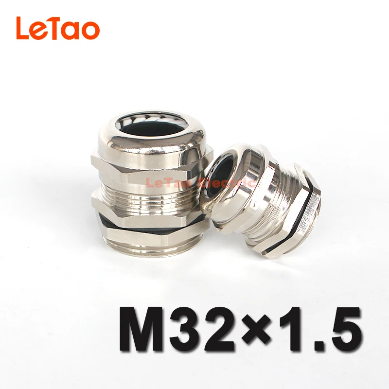 1pc/lot M32*1.5 Nickel Brass cable gland Waterproof metal connector