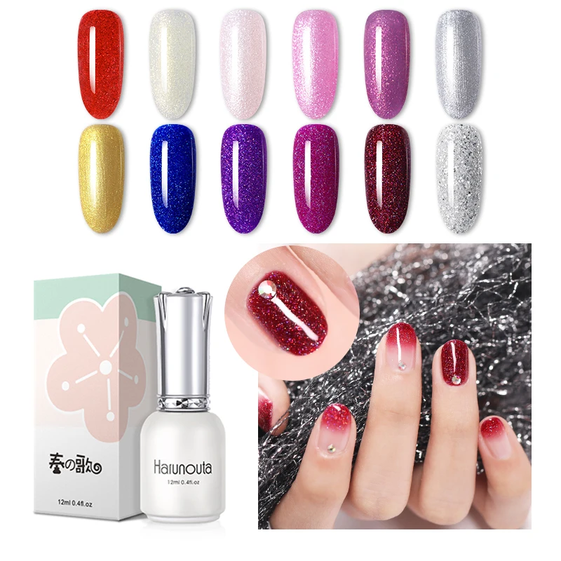 

12ml Shimmer Glitter Nail Gel Super Shining UV Gel Nail Polish Sequins Platinum Semi Permanent Soak Off UV Gel Lacquer Varnish