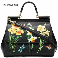Элитный бренд Сицилии в этническом стиле с цветочным принтом из натуральной кожи сумка Для женщин платины сумки кошелек женский