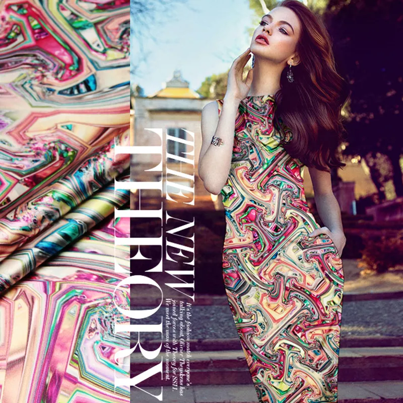 

1 meter lycra silk fabric for swing 19 momme heavy silk material satin zakka patchwork fabric tecido digital printing skirt c21