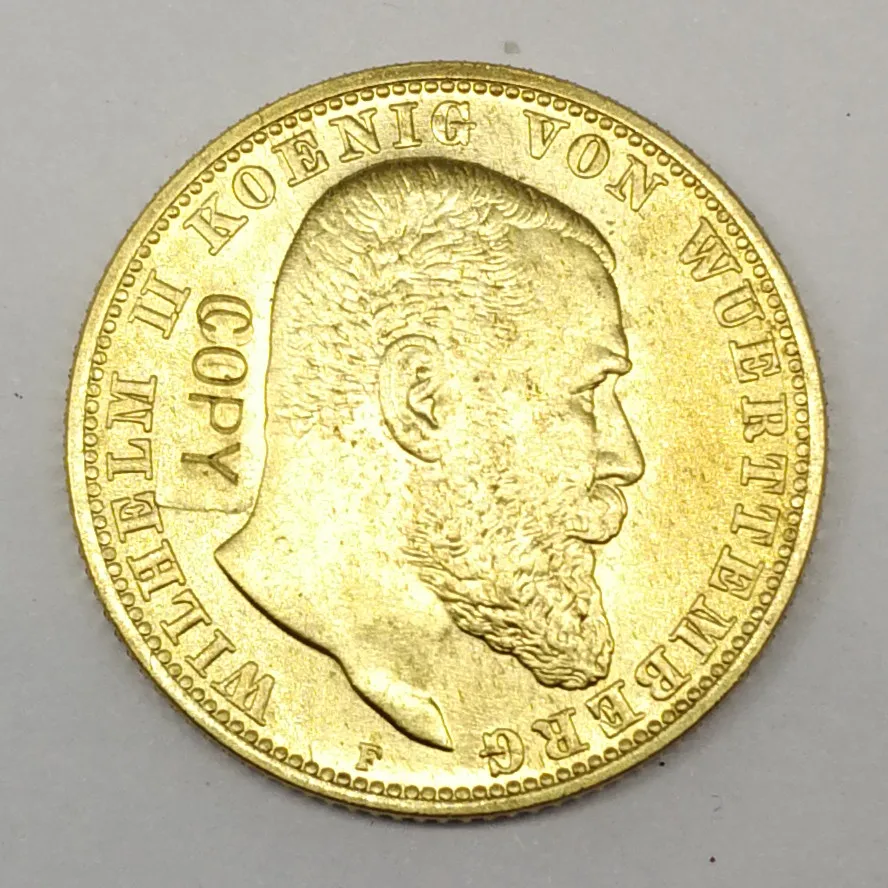 

1913 German BADEN 20 Mark Gold Plated Coin Brass Copy Coins Crafts