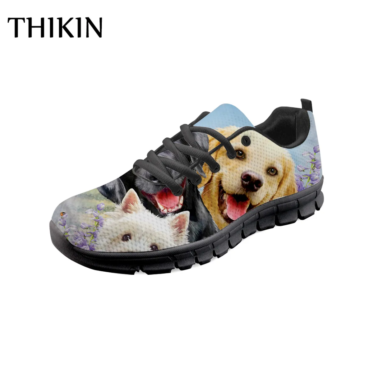 

THIKIN Galaxy Cat Printing Sneakers Women Cut Pet Dog Design Sports Running Shoes for Girls Summer Breathable Mesh Zapatos Mujer