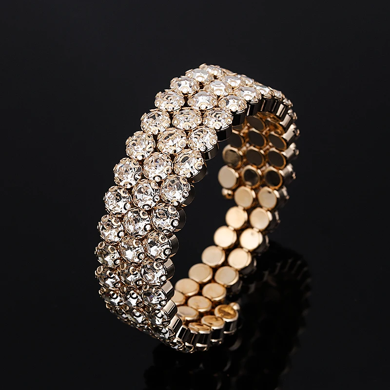 

Fashion Luxury Women Multi Layers Crystal Rhinestone Bracelets Bangles Adjustable Wedding Pulseras Jewelry Girl Gifts