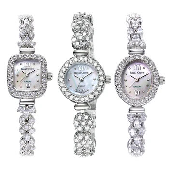 Women's Watch Japan Quartz Fashion Luxury Jewelry Crystal Hours Mother-of-pearl Bracelet Rhinestone Girl Gift Royal Crown Box julius women s watch japan mov t hours mother of pearl fine fashion dress bracelet leather star cut girl birthday girl gift
