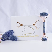 Природный аметист ролик гуа-Ша массаж комплект с украшением в виде кристаллов Acupuntura спа-терапия спины головы ног скребок для подтяжки лица камня нефрита массажер