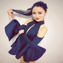 Ночной клуб сексуальный Dj сценический костюм для певцов Женский Воротник Одежда для танцев спикер рукава спинки Джаз девушка костюм