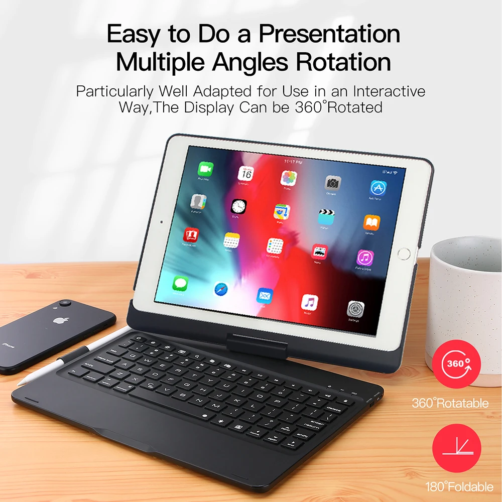  DUX DUCIS Wireless Keyboard Case for iPad air 2019 Bluetooth Smart Folding Tablet Cover for iPad ai