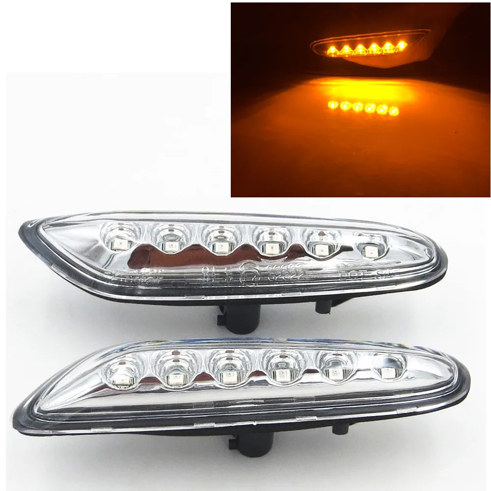 06 11 for BMW E90/E91/E92/E93 Clear Fender Side Marker Light+Chrome