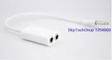 Headphone jack splitter couple sharing a sub-wire audio headphone adapter to extend thread