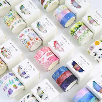 

3Pcs/Box 1.5cm*5m Fresh Pattern Floral washi tape DIY decoration scrapbooking Planner masking tape adhesive kawaii stationery