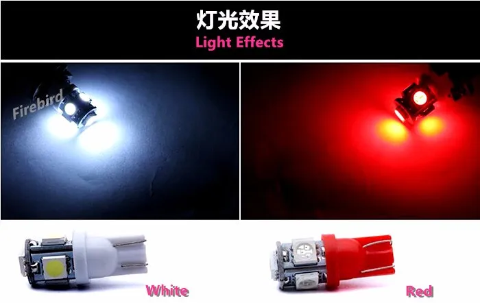 4 x T10/w5w 158/194 5SMD 1 Вт Светодиодный белый синий красный теплый холодный