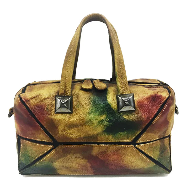 

2019 Women Handbags Vintage Cow Leather Big Tote Bag Lady Hand Rubbing Shoulder Crossbody bags Personality Pillow Bag for Female